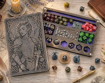 Handcrafted Wooden Dice Box with Magnetic Spell Slot Tracker – dnd RPG Organizer