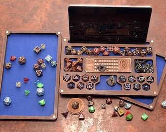 Bandeja para dados Daggerheart con almacenamiento organizado, rastreador de miedos magnético con ranura para tableta