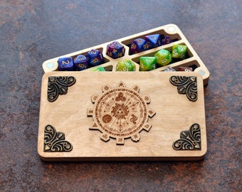 Personalized dice Box, Dice Tray, Wood Dice Storage,  Wooden Dice Holder Chest.