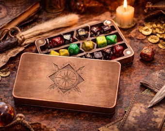 Scatola e vassoio per dadi in legno personalizzati: DnD Vault in stile rustico