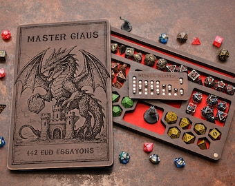 Wooden Dice Box with Magnetic Spell Tracker | Dungeon Master RPG Organizer