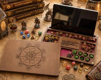 Boîte à dés en bois Daggerheart | Tray RPG Spell Tracker pour les joueurs, Dungeon Masters