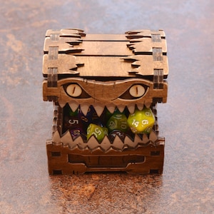 Mimic Chest. Mimic dice box wood. Dice Jail. image 2