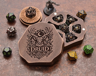 Boîte à dés en bois personnalisée | Support RPG gravé pour les joueurs de D&D