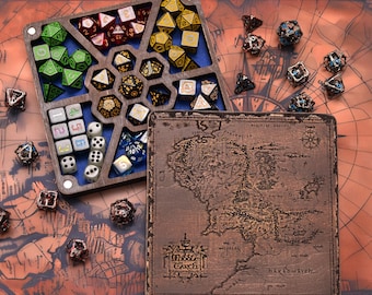 Personalized Wood Dice Box and Tray Set: Dungeons and Dragons Storage