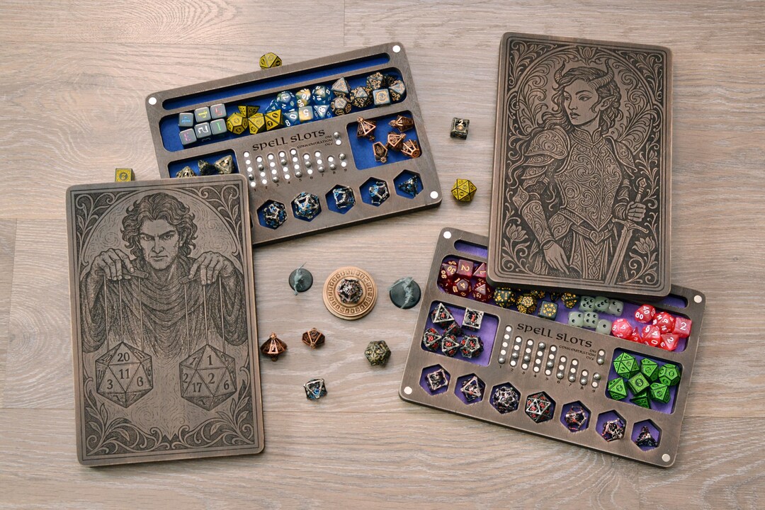 Handcrafted Wooden Dice Box With Magnetic Spell Slot Tracker – Dnd RPG ...