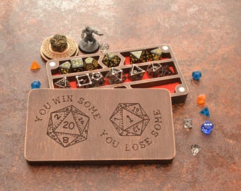 Boîte à dés en bois avec plateau magnétique, accessoire de jeu RPG, organiseur Donjons et Dragons