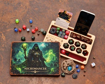 Handcrafted wooden dice box and tray, Dungeons & Dragons fans. Idea as a Wyvern Dice Vault.