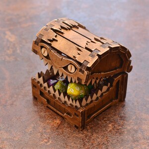 Mimic Chest. Mimic dice box wood. Dice Jail. image 3