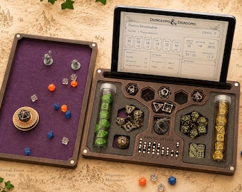 Boîte à dés fabriquée à la main du MDN, outil de recherche de sorts magnétiques, organiseur de dés, accessoire RPG