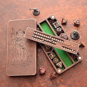 Dice box and tray for DH games. Wooden Dice Box with Magnetic Tracker. Tracker- TTRPG
