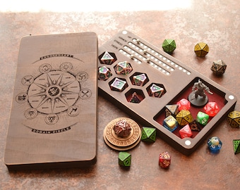 Daggerheart Dice box and tray for with Magnetic Tracker, Customized dice holder