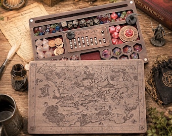 Boîte à dés en bois avec indicateur de sorts magnétique | Organisateur de RPG Dungeon Master