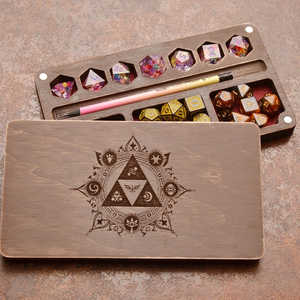 Personalized Box, Separate cells for expensive or metal stones,  Wooden Holder Chest, Wood Dice Storage  Accessories Gifts.