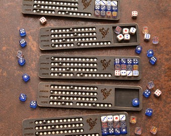 TTRPG Magnetic Tracker for Daggerheart. Stat Tracker – Hope, Armor, Stress & HP + Dice