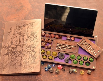 Daggerheart & DnD Wooden Dice Box Organizer | RPG Spell Tracker Tray for Players, Dungeon Masters.