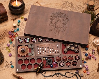 Boîte à dés personnalisée Donjons and Dragons & Daggerheart avec tracker magnétique