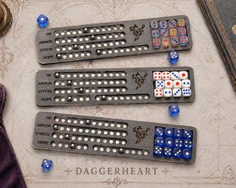TTRPG Magnetic Tracker for Daggerheart. Stat Tracker – Hope, Armor, Stress & HP + Dice