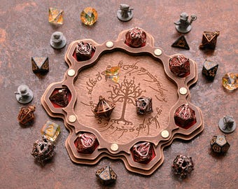 Plateau de dés en bois personnalisé - Accessoire de jeu RPG à l'échelle du dragon