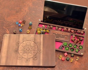 DnD & Daggerheart Wooden Dice Box Organizer | RPG Spell Tracker Tray for Players, Dungeon Masters.