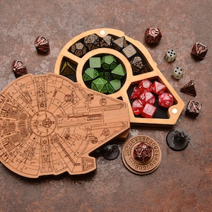 READY TO SHIP! Star Ship. Dice box. Dice holder 4 set. Custom dice tray. Wood Dice Storage.