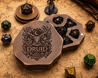 Boîte en bois personnalisée | Porte-dés RPG gravé pour les joueurs de D&D