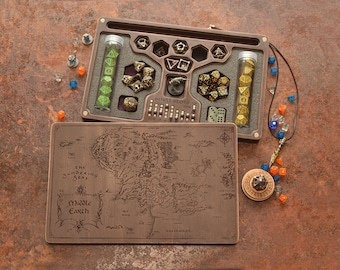 Boîte à dés D&D en bois personnalisée, traqueur magnétique des emplacements de sorts, mallette de rangement pour RPG
