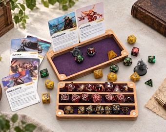Daggerheart Wooden RPG Box, Dice Storage Organizer, Rolling Tray, Handmade Tabletop Game Accessory