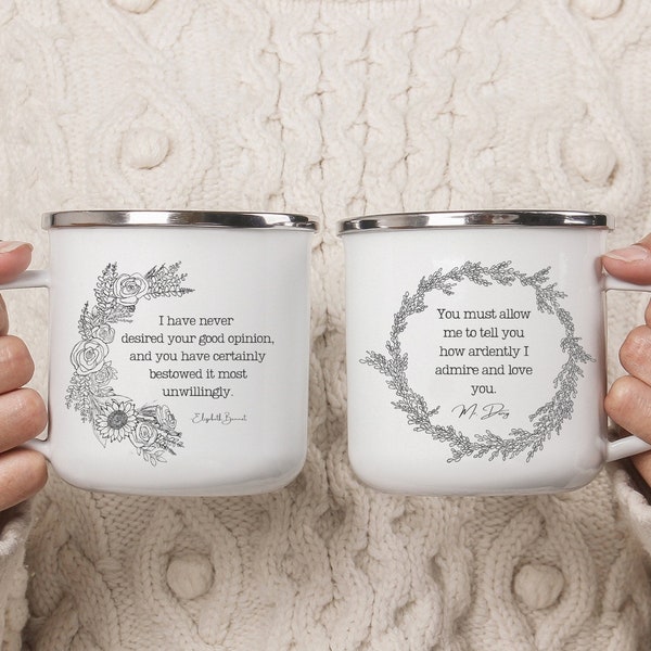 Darcy and Lizzy Pair of Literary Quote Mugs from Pride and Prejudice