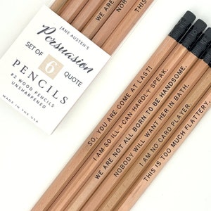 Jane Austen Persuasion Pencils With Quotes, Anne Elliot Gift for Her, Jane Austen Gifts