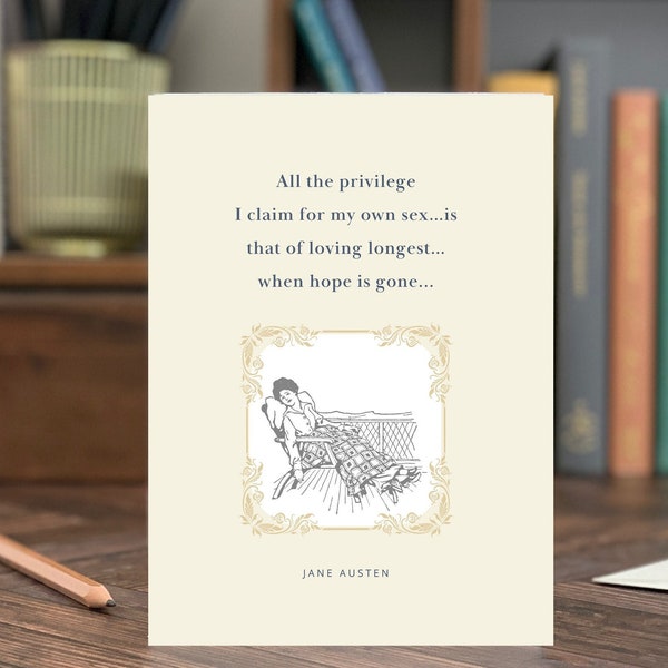 Jane Austen Persuasion Anne Elliot Loving Longest Quote, Funny Greeting Card