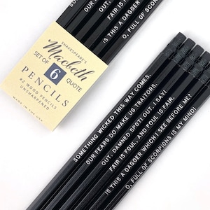 Macbeth Quote Pencils, Shakespeare Gifts for Teachers or Halloween image 1