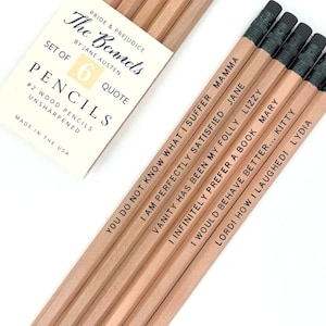 Pride and Prejudice The Bennets Quote Pencils, Jane Austen Gifts