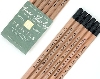 Anne of Green Gables Quote Pencils, Gift for Her Stocking Stuffer, Anne Shirley Literary Gifts