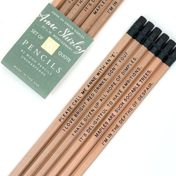 Anne of Green Gables Quote Pencils, Gift for Her Stocking Stuffer, Anne Shirley Literary Gifts