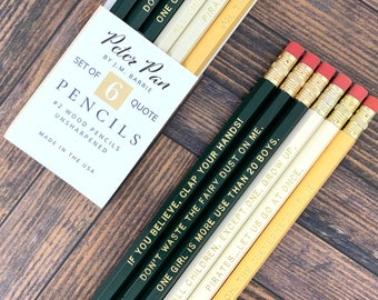 Peter Pan Quotes Pencil Set, J.M. Barrie Bookish Gifts under 20