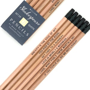 Shakespeare Quote Pencils Literary Gifts, Bookish Shakespeare Gifts Stocking Stuffer