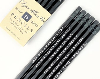 Edgar Allan Poe Quote Pencils Gift for Book Lovers, Halloween Gift