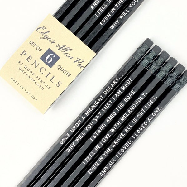 Edgar Allan Poe Quote Pencils Gift for Book Lovers, Halloween Gift