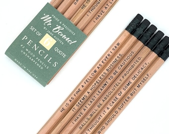 Lápices con citas del Sr. Bennet de Orgullo y Prejuicio, Regalos de Jane Austen