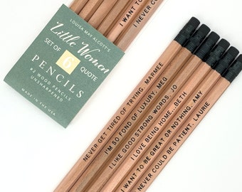 Little Women Book Quote Pencils, Louisa May Alcott Bookish Gift, Literary Pencils