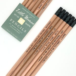 Little Women Book Quote Pencils, Louisa May Alcott Bookish Gift, Literary Pencils