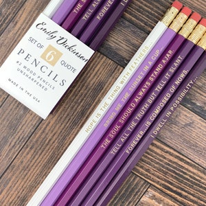 Emily Dickinson Poetry Pencils for Mothers Day or English Teacher Gift, Easter Basket Stuffers for Poetry Lover