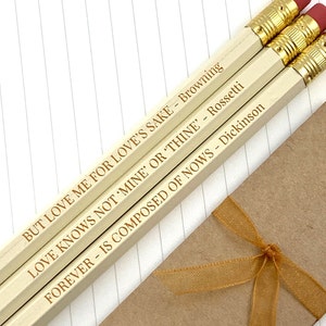 Women Poet Quote Pencils, Literary Gift for Poetry Lover, Poetry Gift for Her, English Teacher Gift, Romantic Quote Pencil Set
