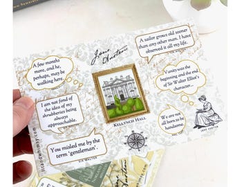 Hoja de pegatinas de persuasión de Jane Austen, regalo de papelería bookish para amantes de la literatura austenita o clásica