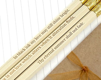 Shakespeare Quotes Romantic Pencil Set for Valentines Day Gift