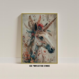 Oeuvre d&#39;art numérique esthétique licorne florale NatureMagic