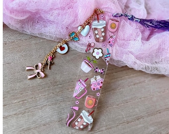 Girly Coffee Bookmarks - Custom Acrylic Bookmark, Unique Gifts for Book Lovers, Personalized Reading Accessories
