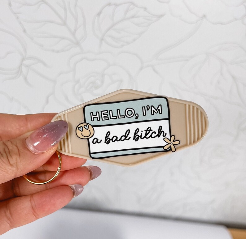 Motel Keychain 'hello I'm' Name Tag Design, Sarcastic & Humorous