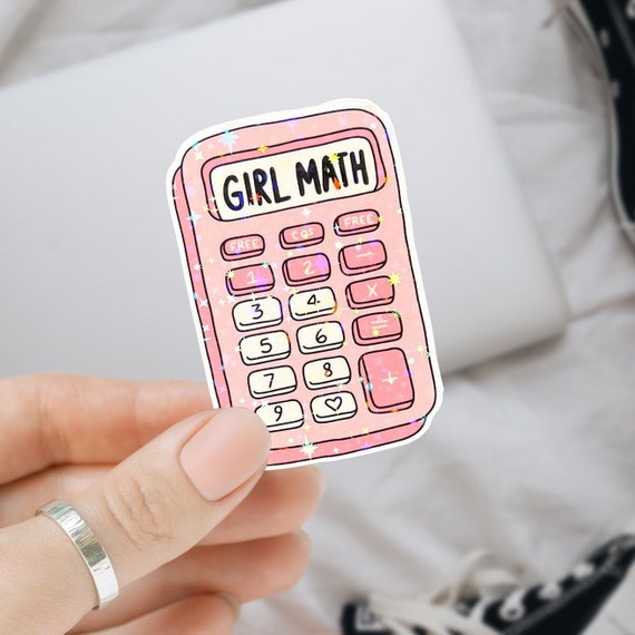 Girl Math Pink Calculator Sticker: Holographic Vinyl Decal